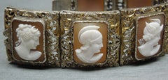 Austro Hungarian Roman Profile Cameo Filigree Bracelet