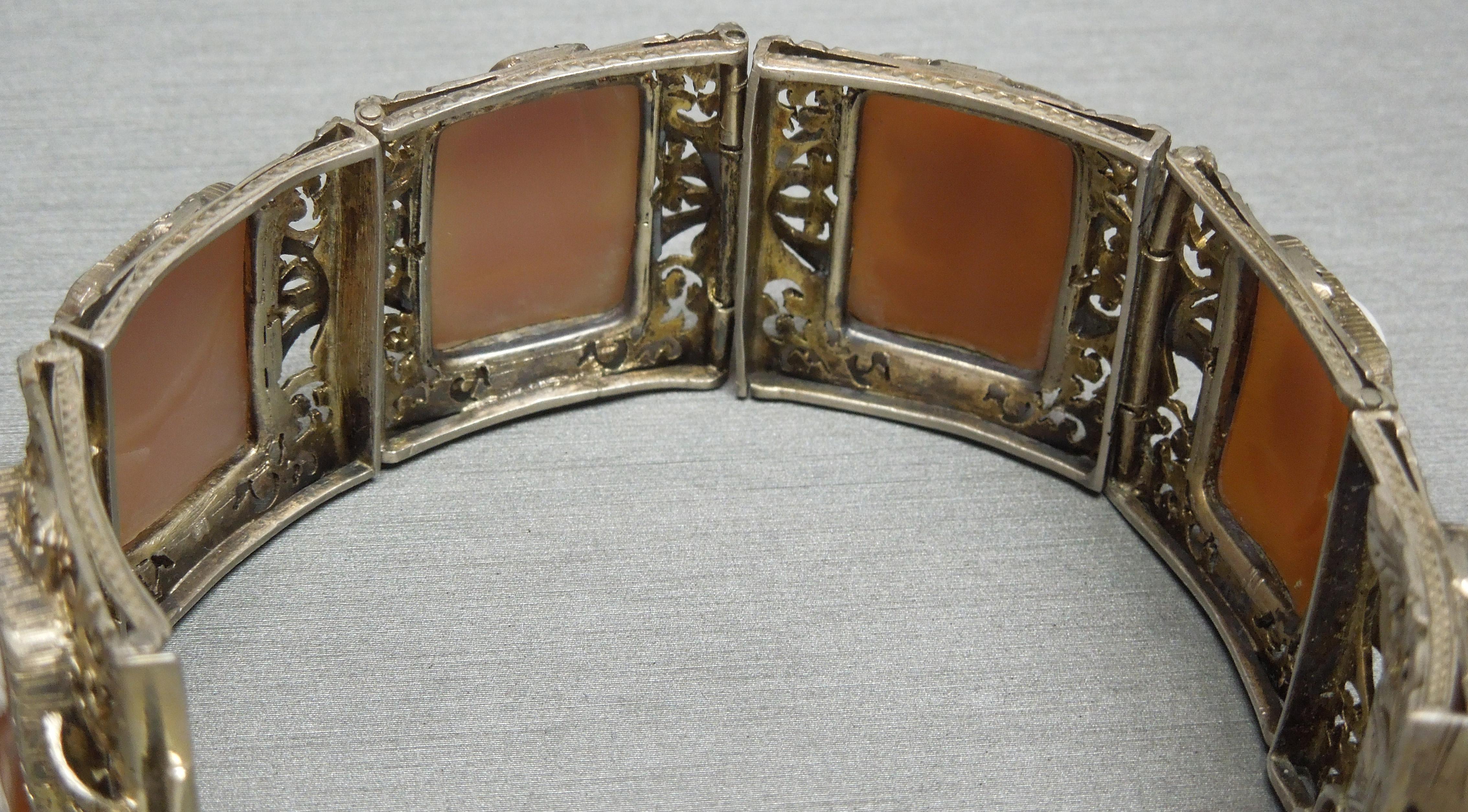 Austro Hungarian Roman Profile Cameo Filigree Bracelet In Good Condition For Sale In METAIRIE, LA