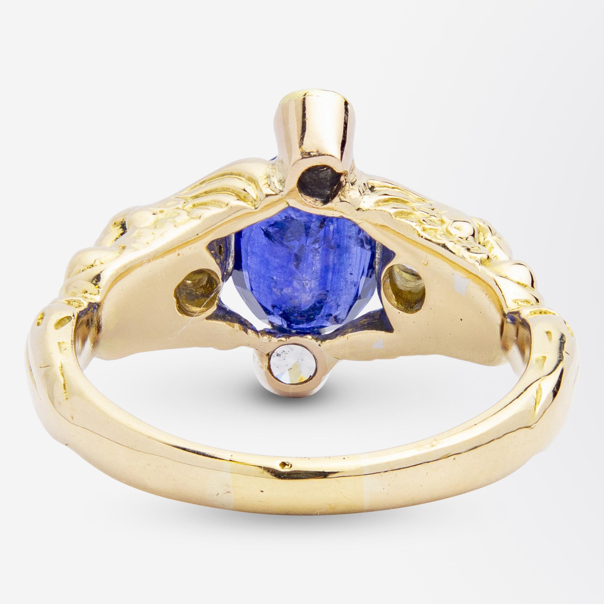 Austro-Hungarian Sapphire & Diamond Caryatid Ring For Sale 1