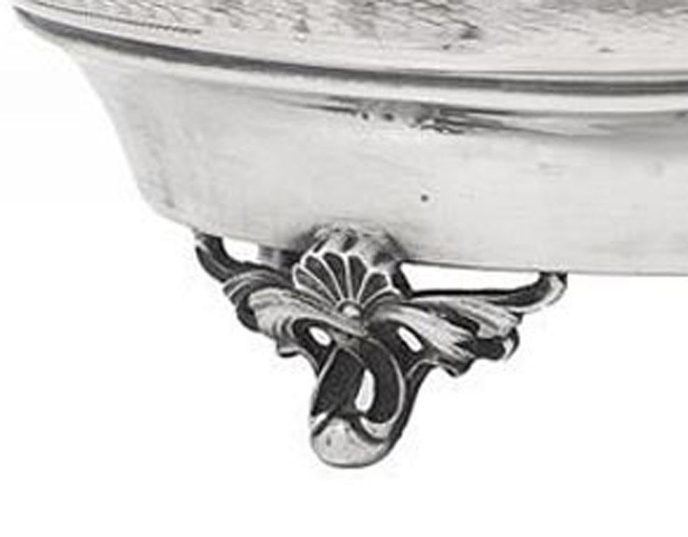 Austro-Hungarian silver sugar box of oval bombe form, decorated with guilloche and wrigglework Greek-key banding, with applied knotted rope twist bands, the hinged lid with bird finial.