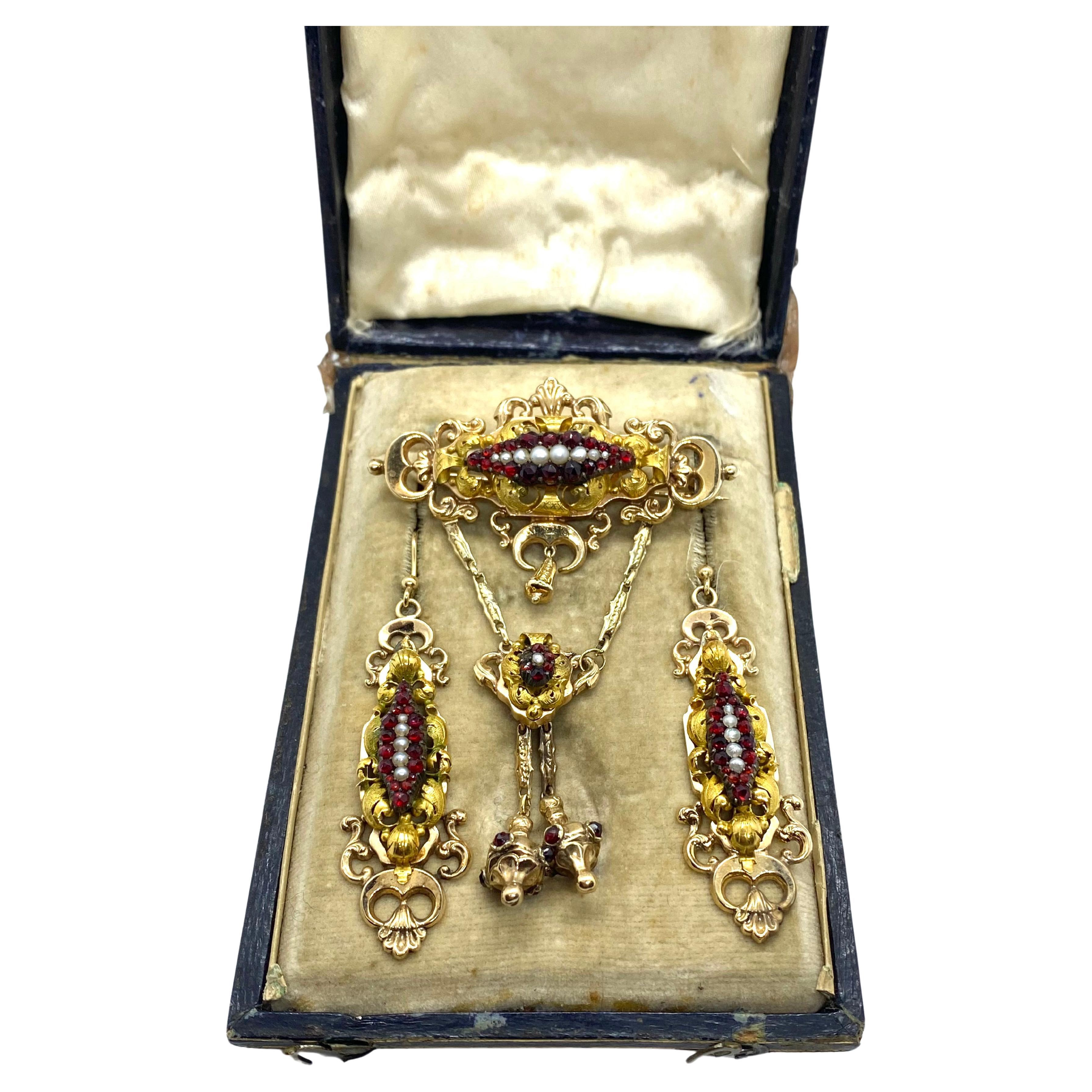 Austrohungarian Earrings and Pendant Set