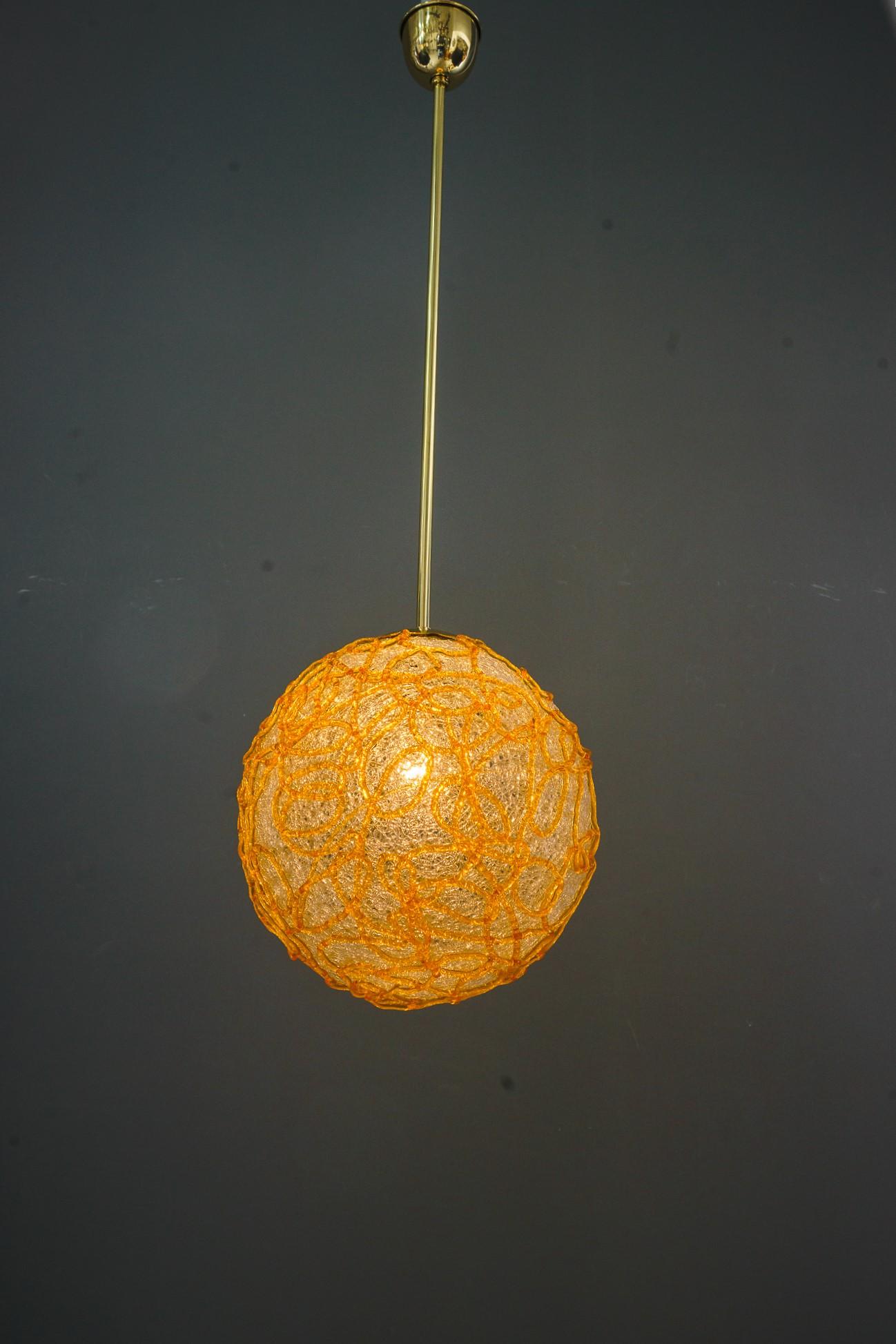 Lacquered Austrolux hanging lamp with lucite shade vienna around 1970s For Sale