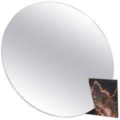 Autem Circle Table Mirror in Marble & Mirrored Glass, Contemporary Vanity Mirror