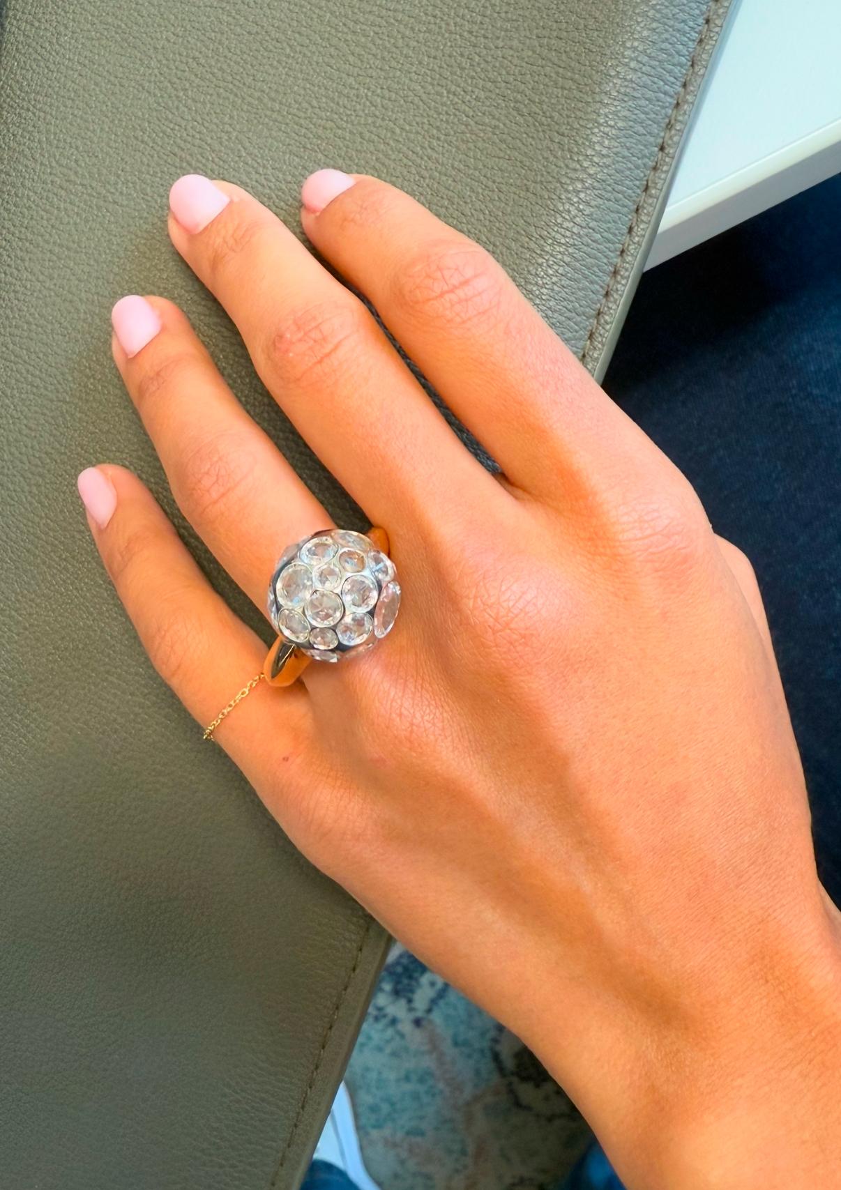 Contemporary Autenthic Pomellato Harem 18Kt  yellow gold Rock Crystal Ring, Size 6.5 For Sale