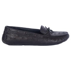auth BOTTEGA VENETA black OSTRICH Loafers Flats Shoes 38