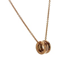Auth Bulgari Bvlgari 18K Rose Gold B Zero 1 Pendant Necklace Size 15"-18"