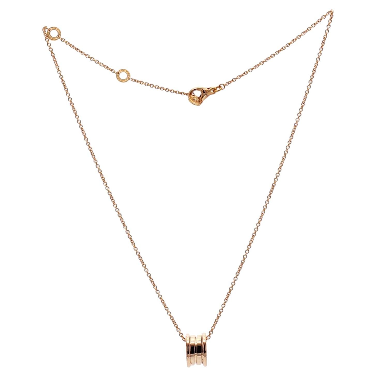 Auth Bulgari Bvlgari Collar Colgante Oro Rosa 18K B Cero 1 Tamaño 15"-18