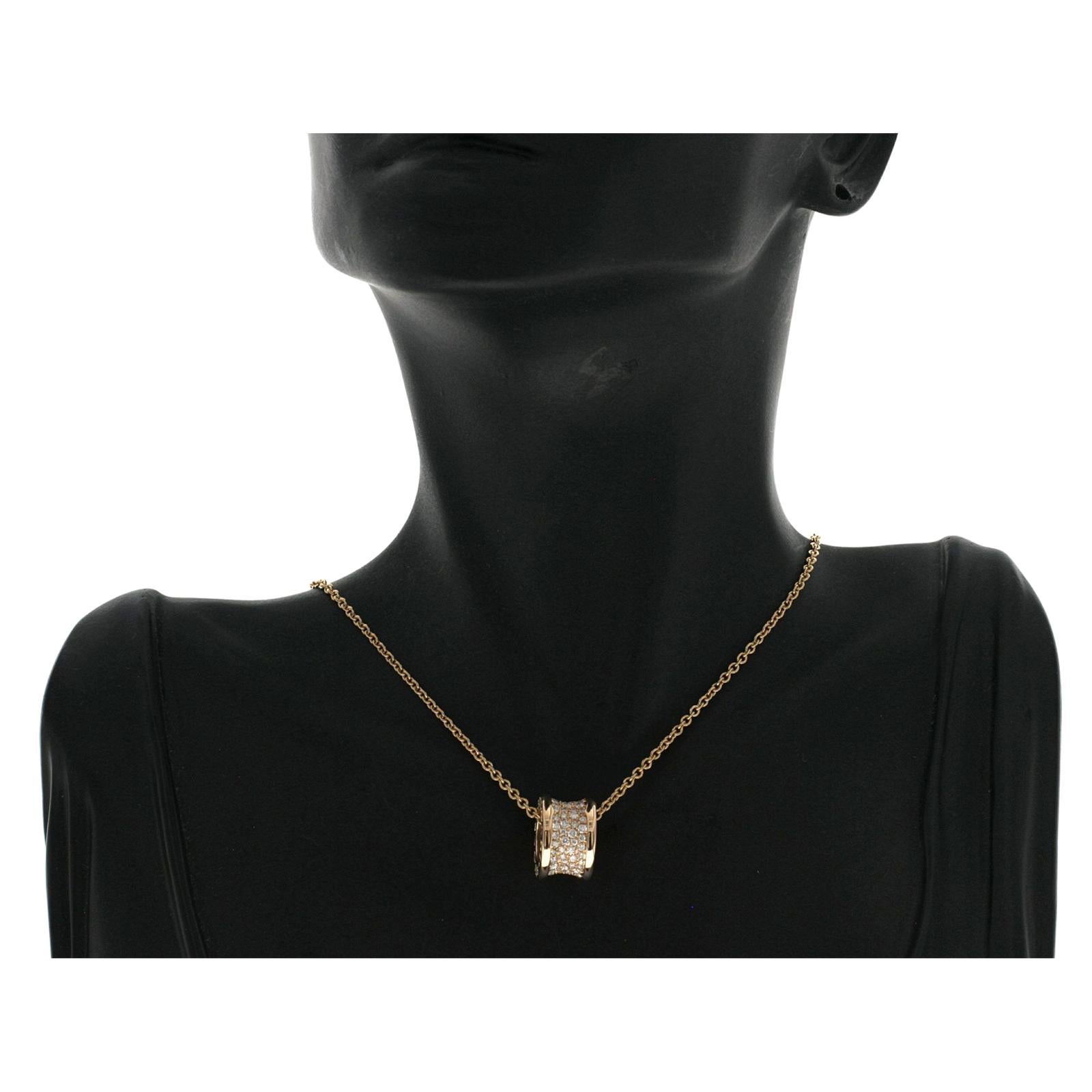 Authentische Bulgari Bvlgari 18 Karat Rose Gold Diamant B Zero 1 Halskette Damen