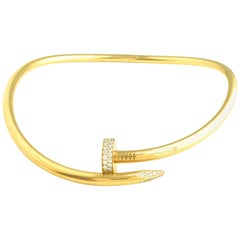 Auth Cartier Juste Un Clou Nail Necklace, 18 Karat Gold, Diamonds, LG. Model