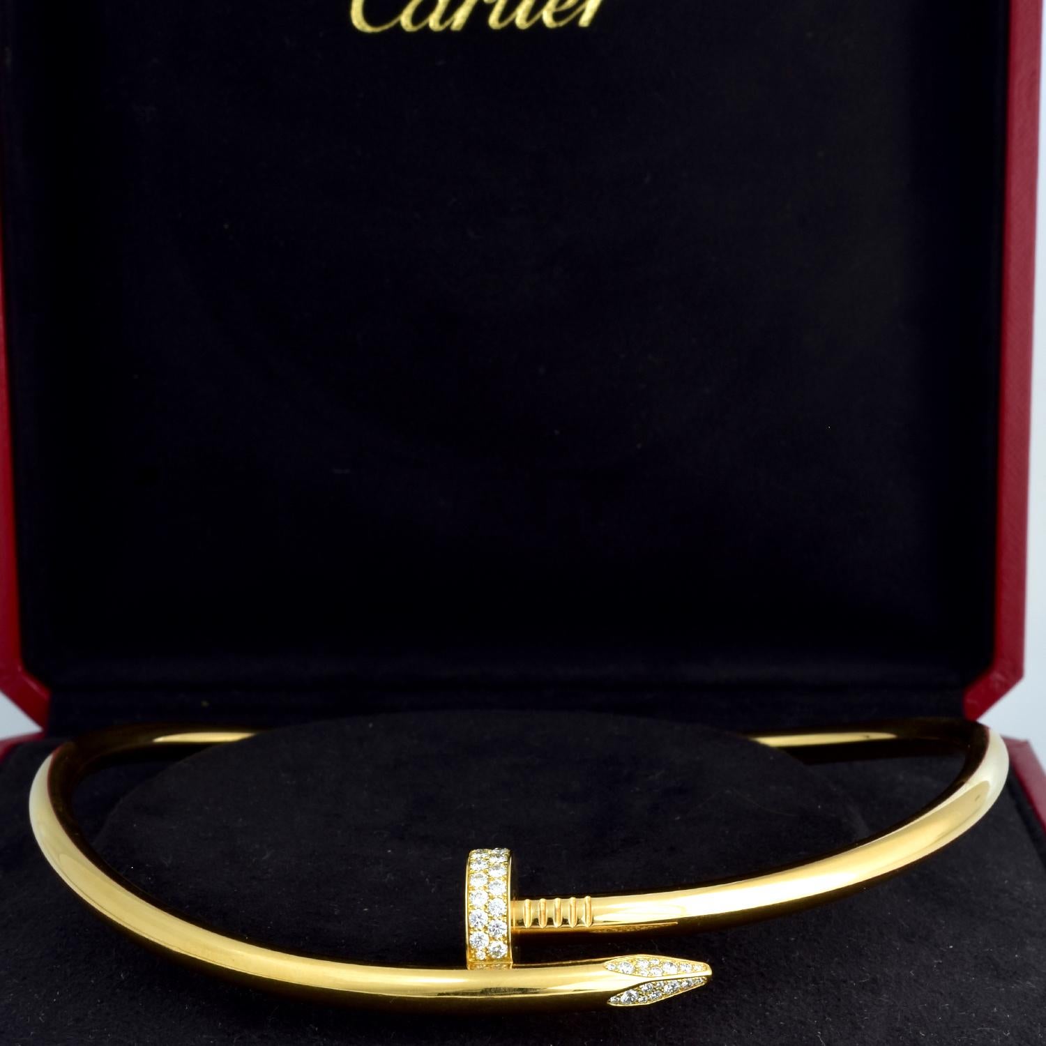Women's or Men's Auth Cartier Juste Un Clou Nail Necklace, 18 Karat Gold, Diamonds, LG. Model