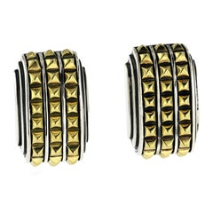 Auth Caviar 925 Sterling Silver e oro 18 carati 3 Raw Omega Back Orecchini