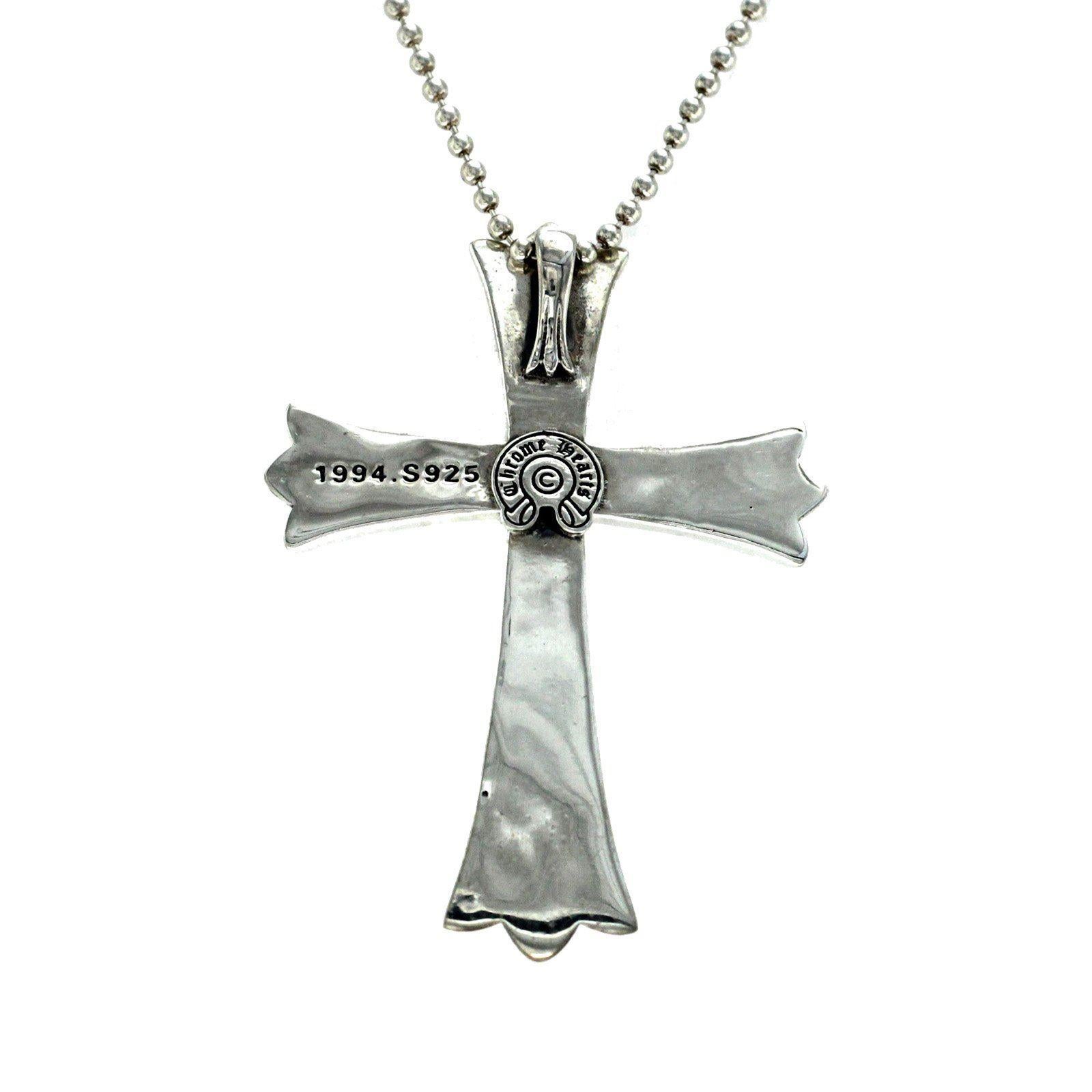 Women's Authentic Chrome Hearts 925 Sterling Silver Large Cross Necklace