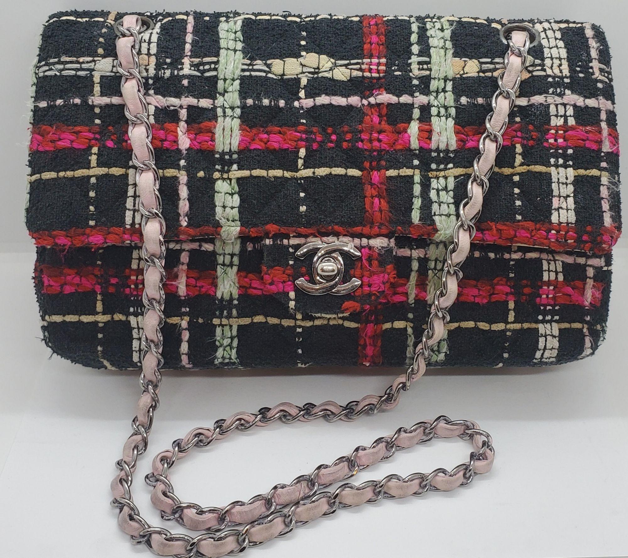 Women's Auth Classic Chanel Runway Tweed Flap Bag For Sale