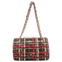 Auth Classic Chanel Start-und Landebahn Tweed Klappe Tasche