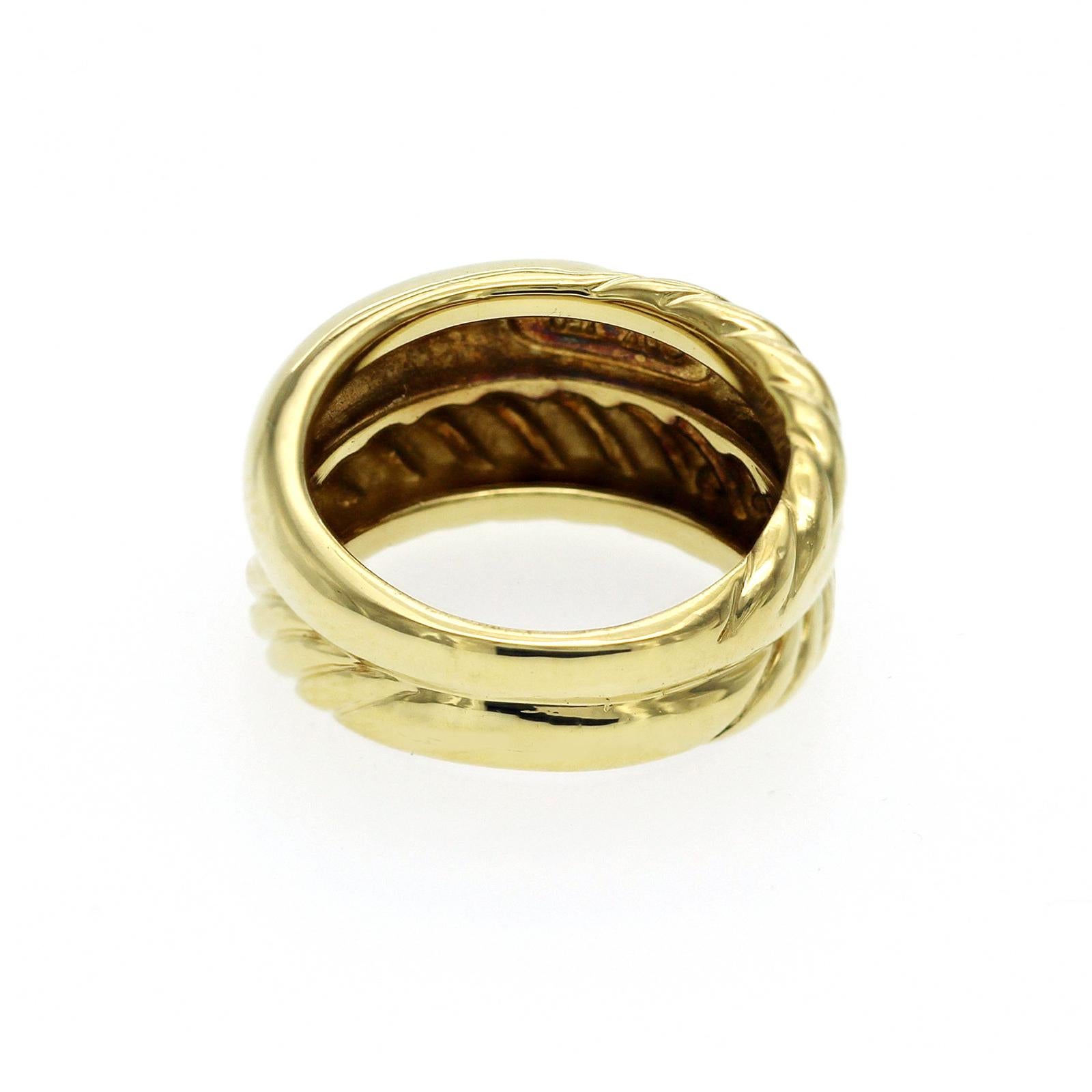 Auth David Yurman 18k Yellow Gold Cable Band Ring Size 6 In Excellent Condition In Los Angeles, CA