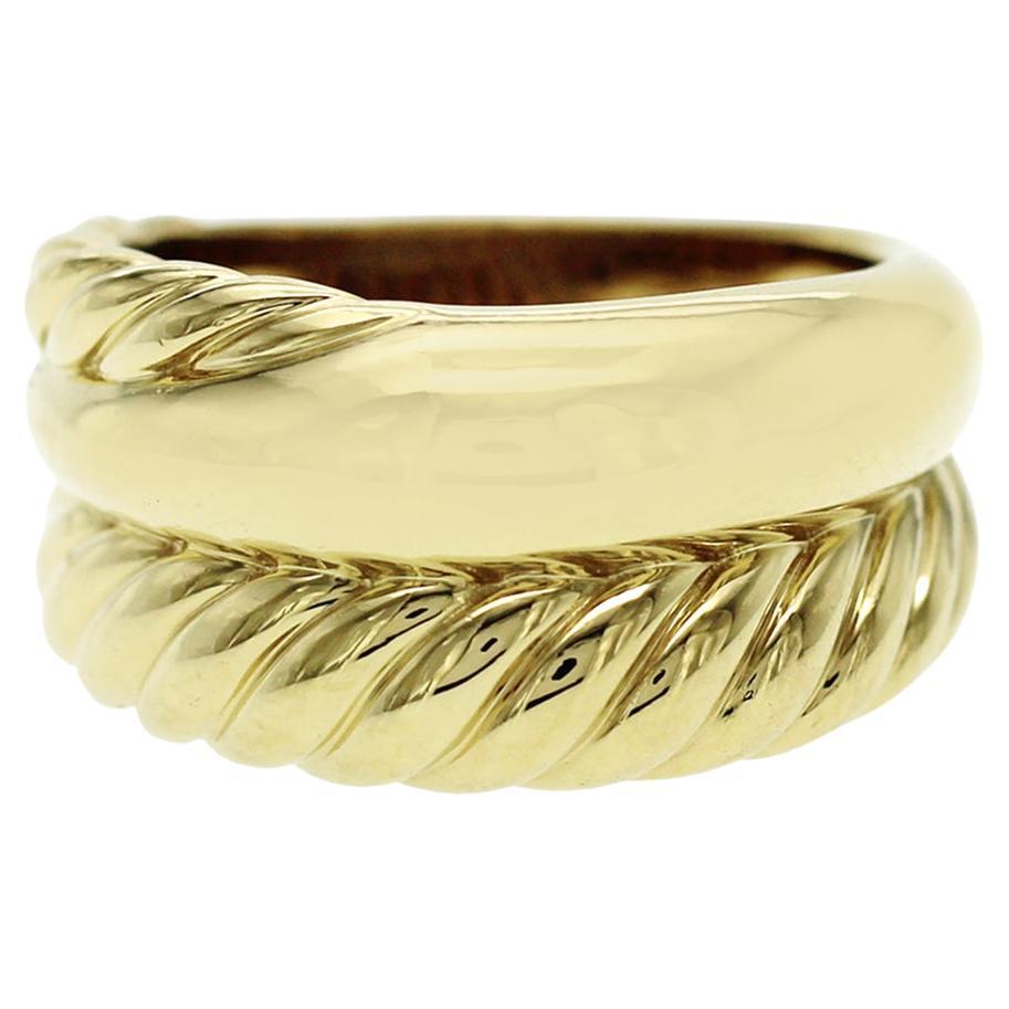Auth David Yurman 18k Yellow Gold Cable Band Ring Size 6