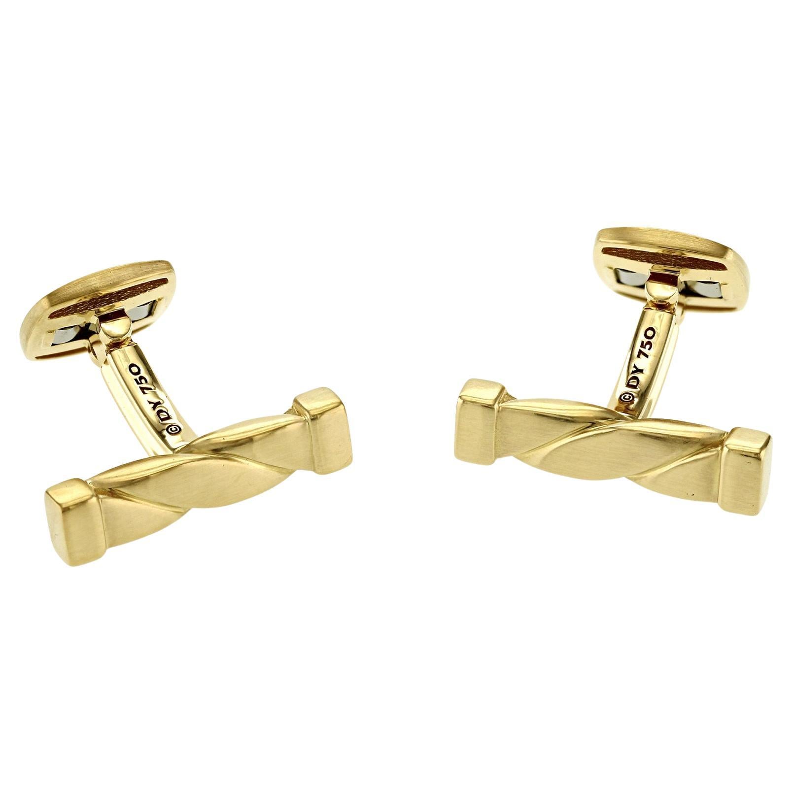 A. David Yurman - Gemelli da polso con cavo a spirale in oro giallo 18 carati