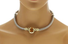 Auth David Yurman 925 Silver 14k Gold Amethyst Citrine Choker Albion Necklace