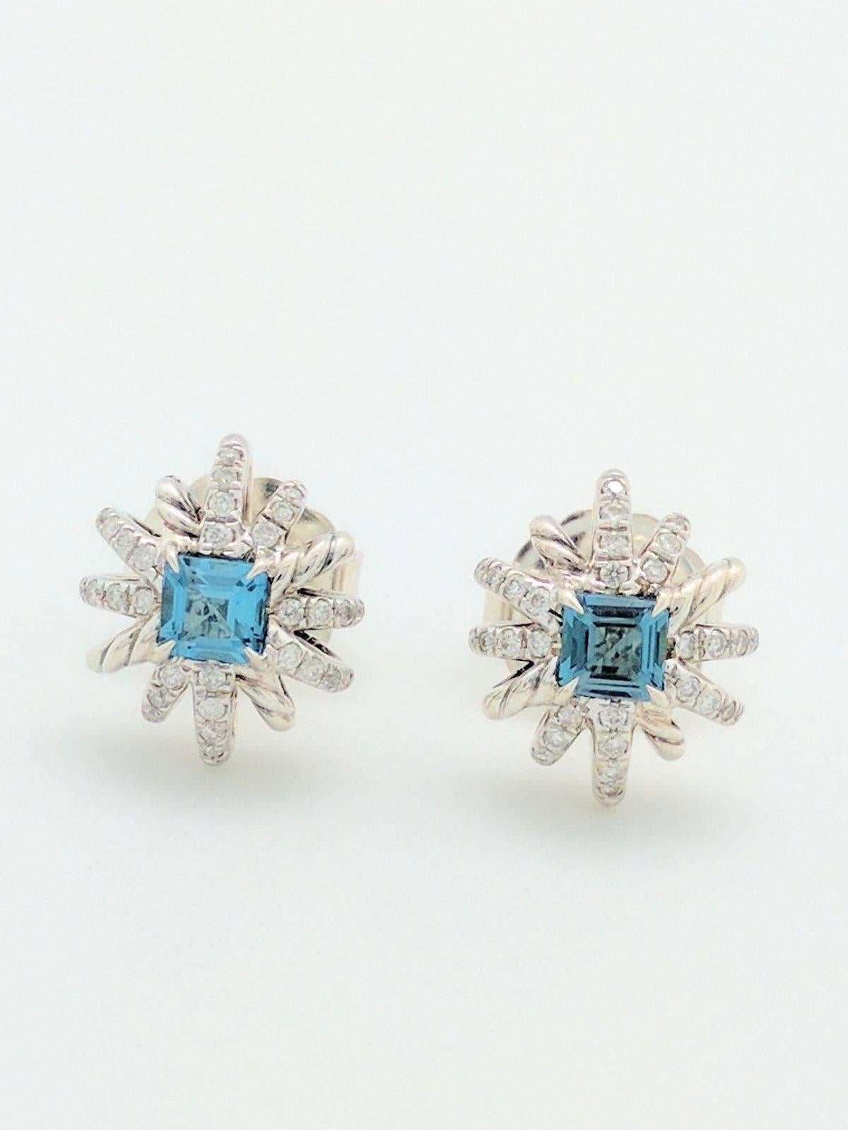 Authentic David Yurman Sterling Silver Starburst Earrings with Hampton Blue Topaz & Diamonds, 12mm

You are viewing a beautiful pair of David Yurman starburst earrings with Hampton blue topaz and pave diamonds from the Starburst Collection.

These