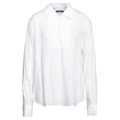 auth DG Weiß Leinen Popover Hemd Größe EU 39 - 15.5 3/4 Gold fit Luxus Sommer