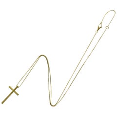 Auth Gucci 18 Karat Yellow Gold Cross Pendant Necklace