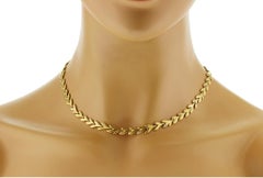 Auth H STERN 18K Yellow Gold With Rose Cut Diamonds Leaf Necklace Size 16"