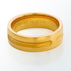 Auth. Hermès Alliance Empreinte Ring – Or Jaune 18k – Size 50 (US 5.5) – 6mm New