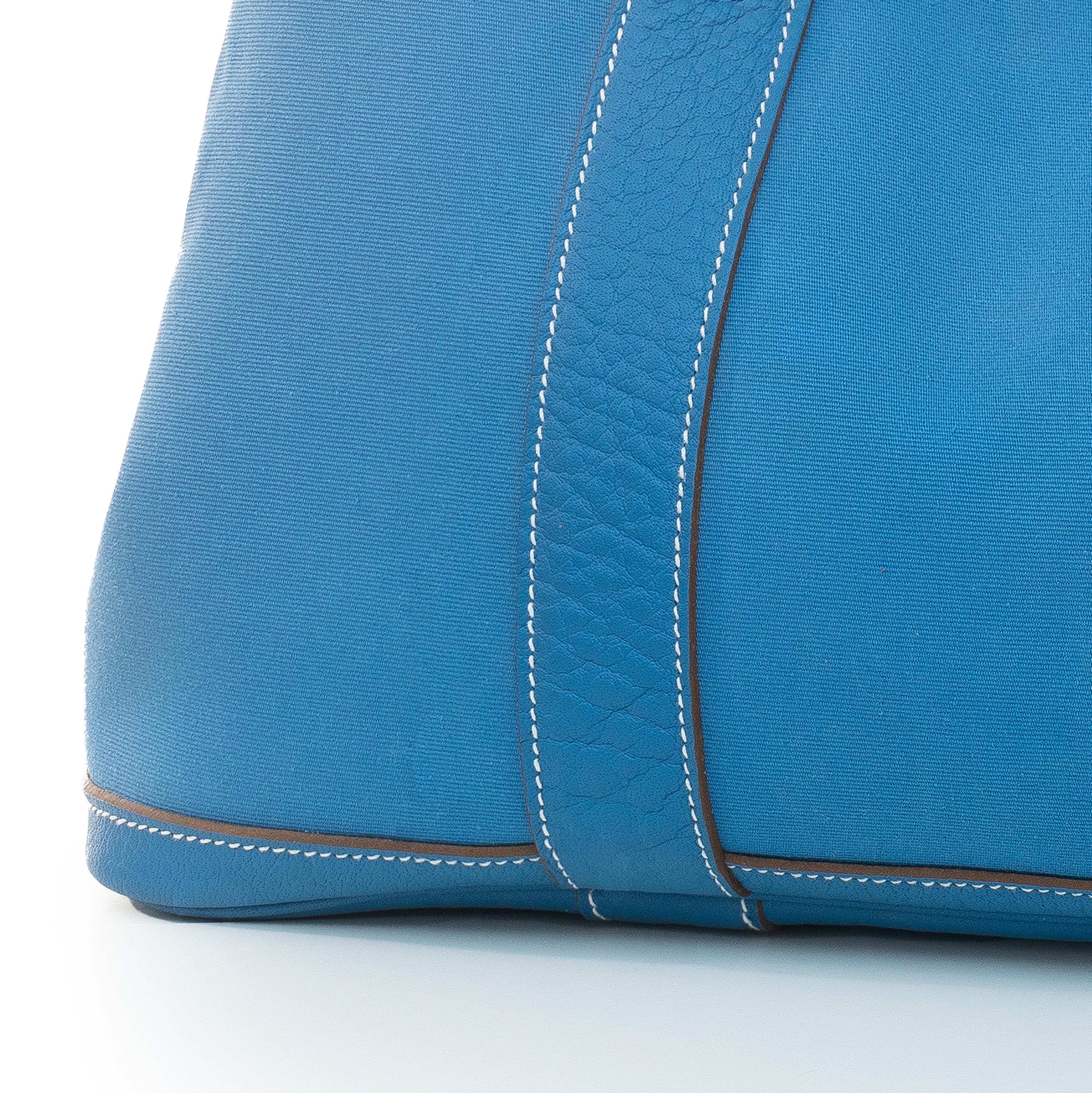 Auth. Hermès Bag Garden Party 38cm – Blue – Country Leather & Canvas - New 1
