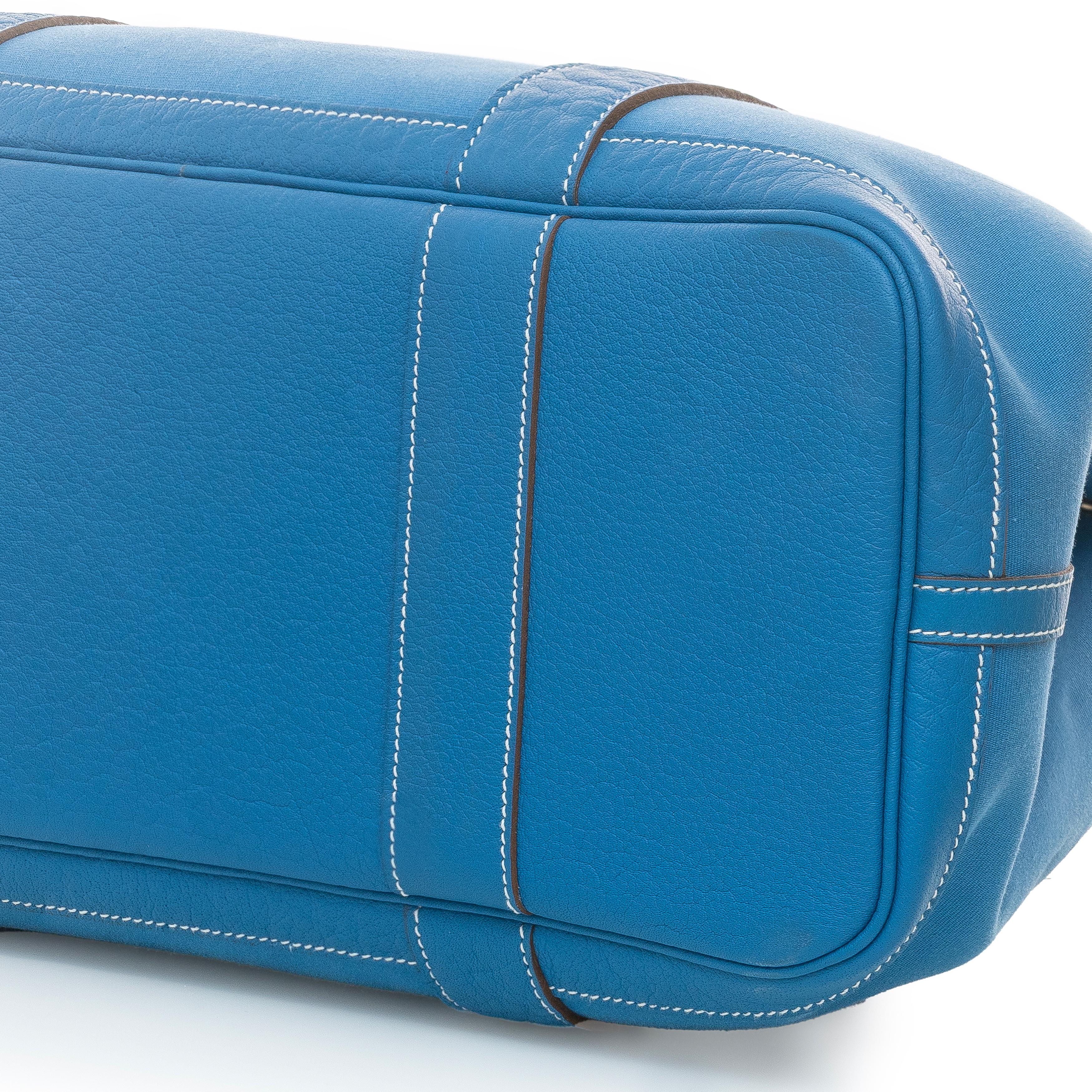 Auth. Hermès Bag Garden Party 38cm – Blue – Country Leather & Canvas - New 2