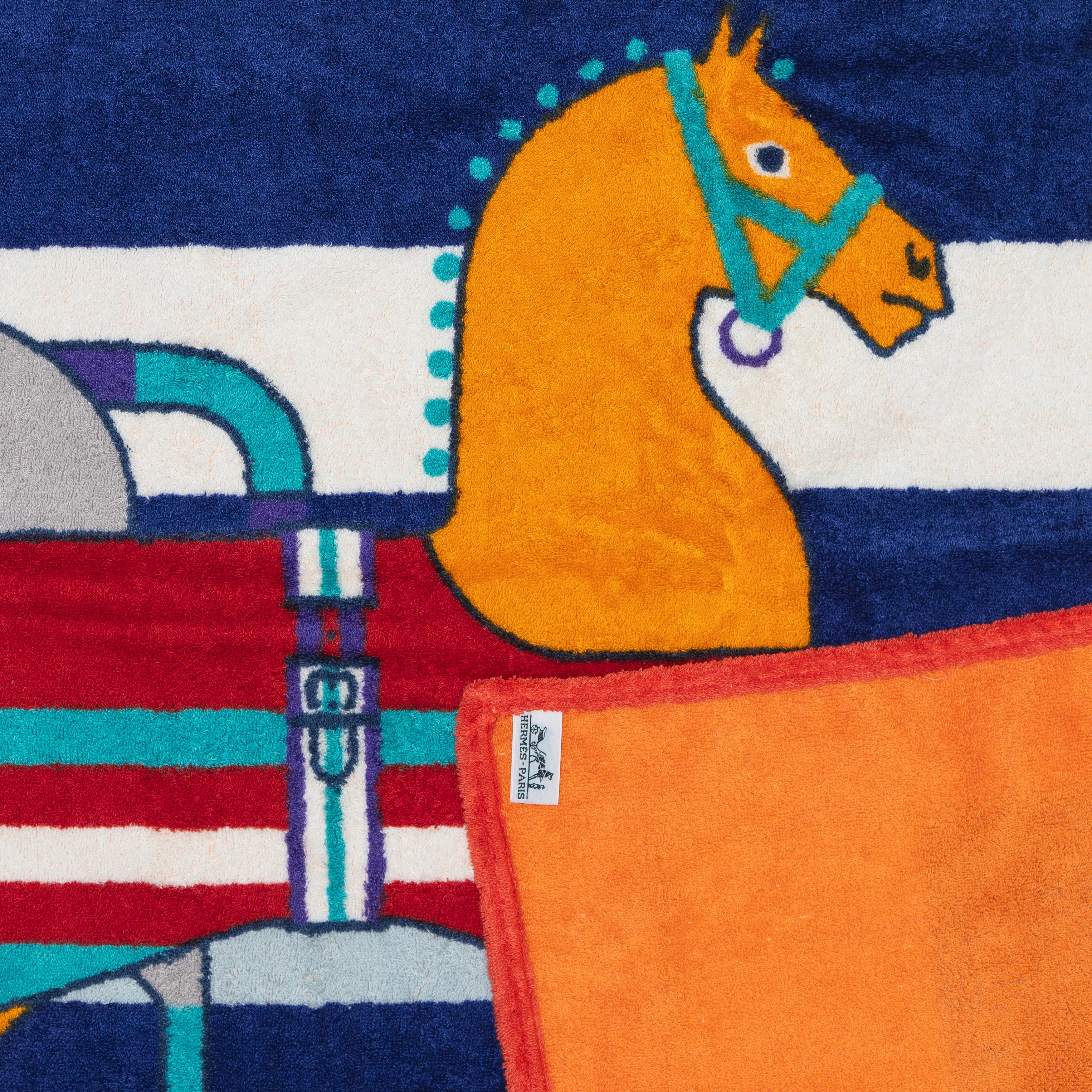 Serviette de plage Hermès Chevaux Rouge Bleu - Coton NWCTS 2403301622

Marque : Hermès
Type : Serviette de plage
Artistics : N/A
Approx. Taille : 150cm x 95cm - 35.4Inch x 59inch
Approx. Poids : 994 grammes.
Couleur : Rouge Bleu
Type : 100% coton -