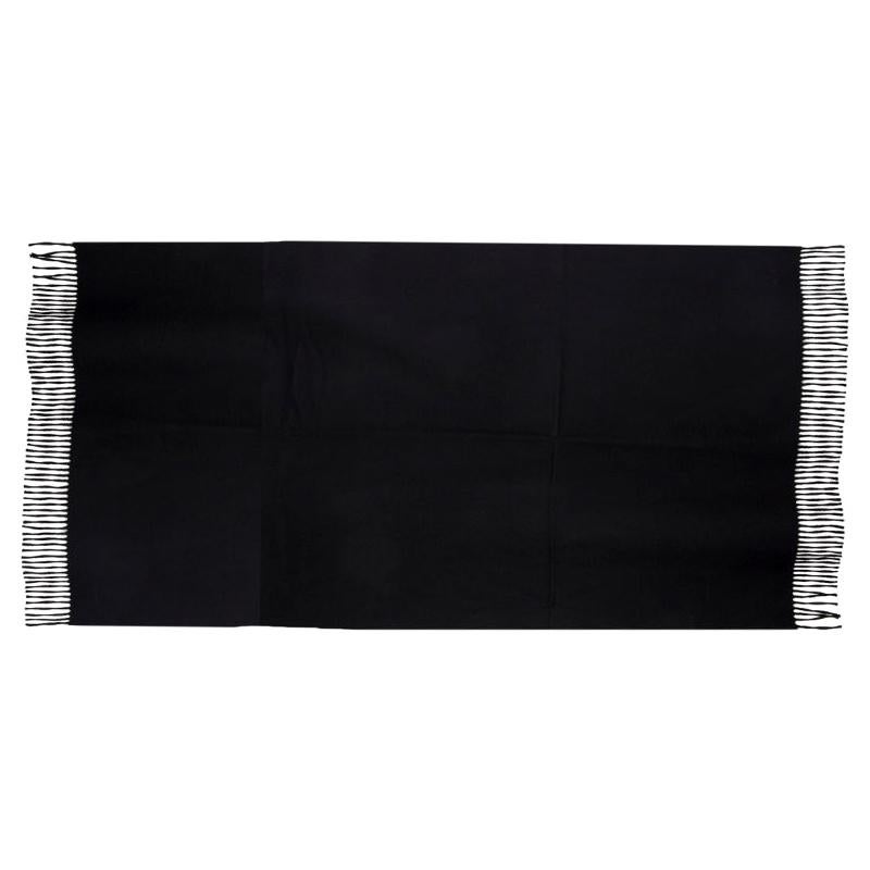 auth HERMES black cashmere ETOLE UNIE BRODE Muffler Shawl Scarf For Sale