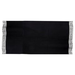 auth HERMES black cashmere ETOLE UNIE BRODE Muffler Shawl Scarf