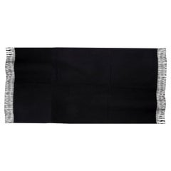 auth HERMES black cashmere ETOLE UNIE BRODE Muffler Shawl Scarf