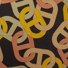 auth HERMES black orange CIRCUIT 24 FAUBOURG 140 cashmere silk Shawl Scarf