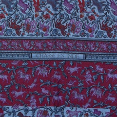 auth HERMES blue CHASSE EN INDE 140 cashmere silk Shawl Scarf