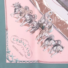 auth HERMES blue pink GRONLAND 90 silk twill Scarf