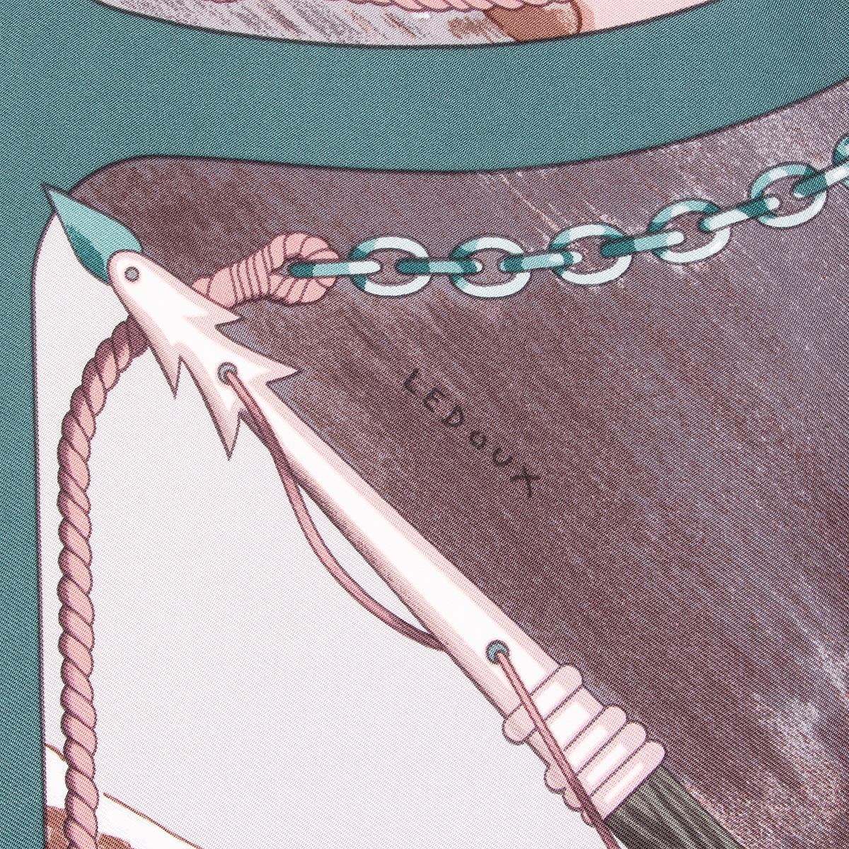 auth HERMES blue pink GRONLAND 90 silk twill Scarf In Excellent Condition In Zürich, CH