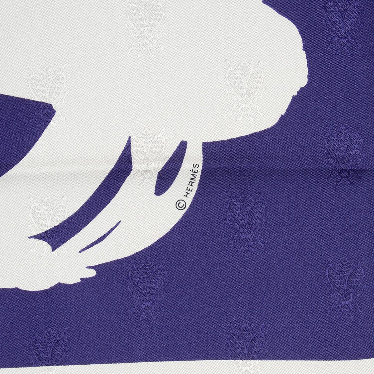 Auth Hermes Blue White Brides De Gala Quadri Tattoo 90 Silk Twill Scarf At 1stdibs