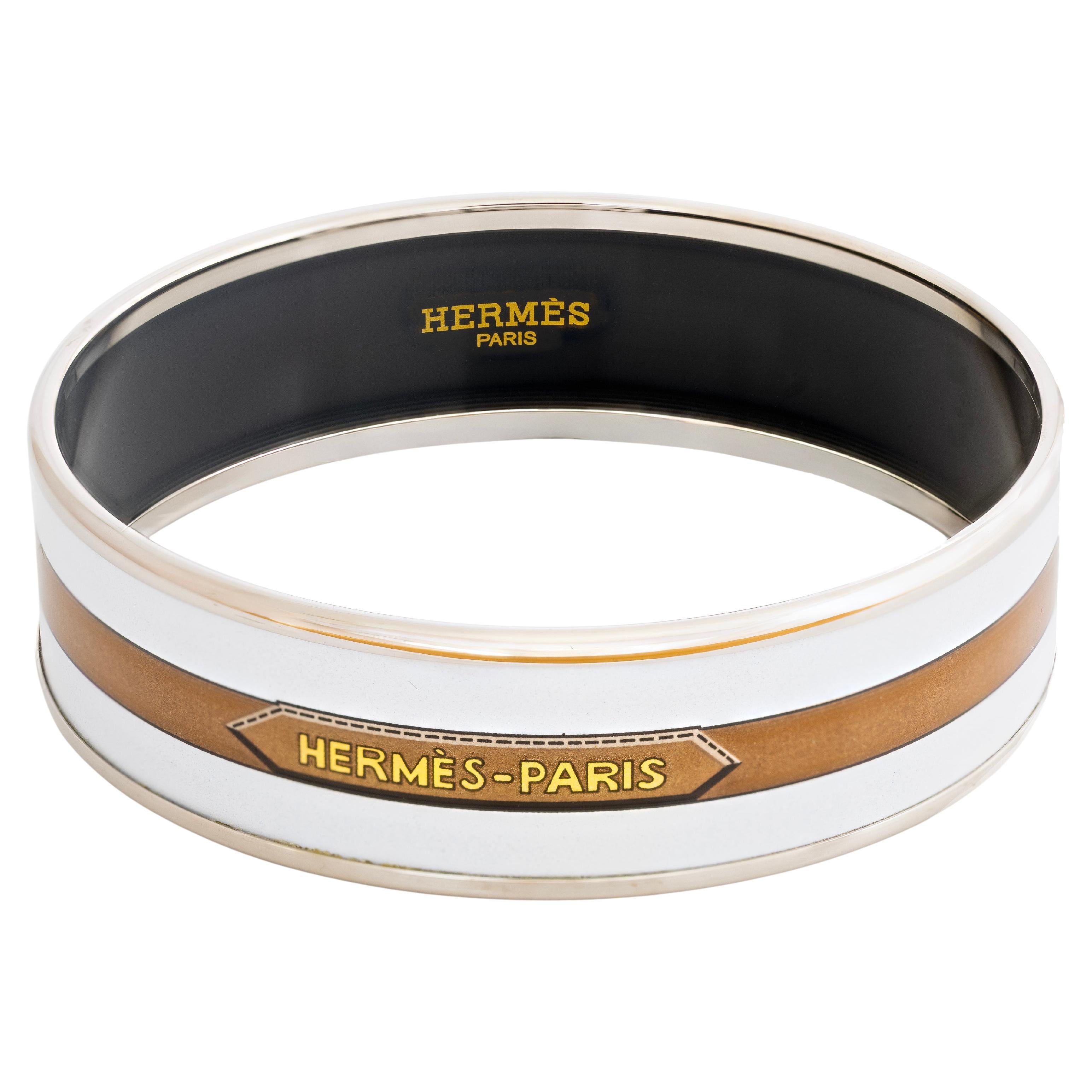 Aut. Hermès Pulsera Cinturón Motivo - ESP - 65-19mm - Blanc Caramel - Nuevo en venta