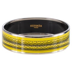 Auth. Bracciale Hermès - Brandebourgs - ESP - Giallo-verde - 65-17 mm - Nuovo