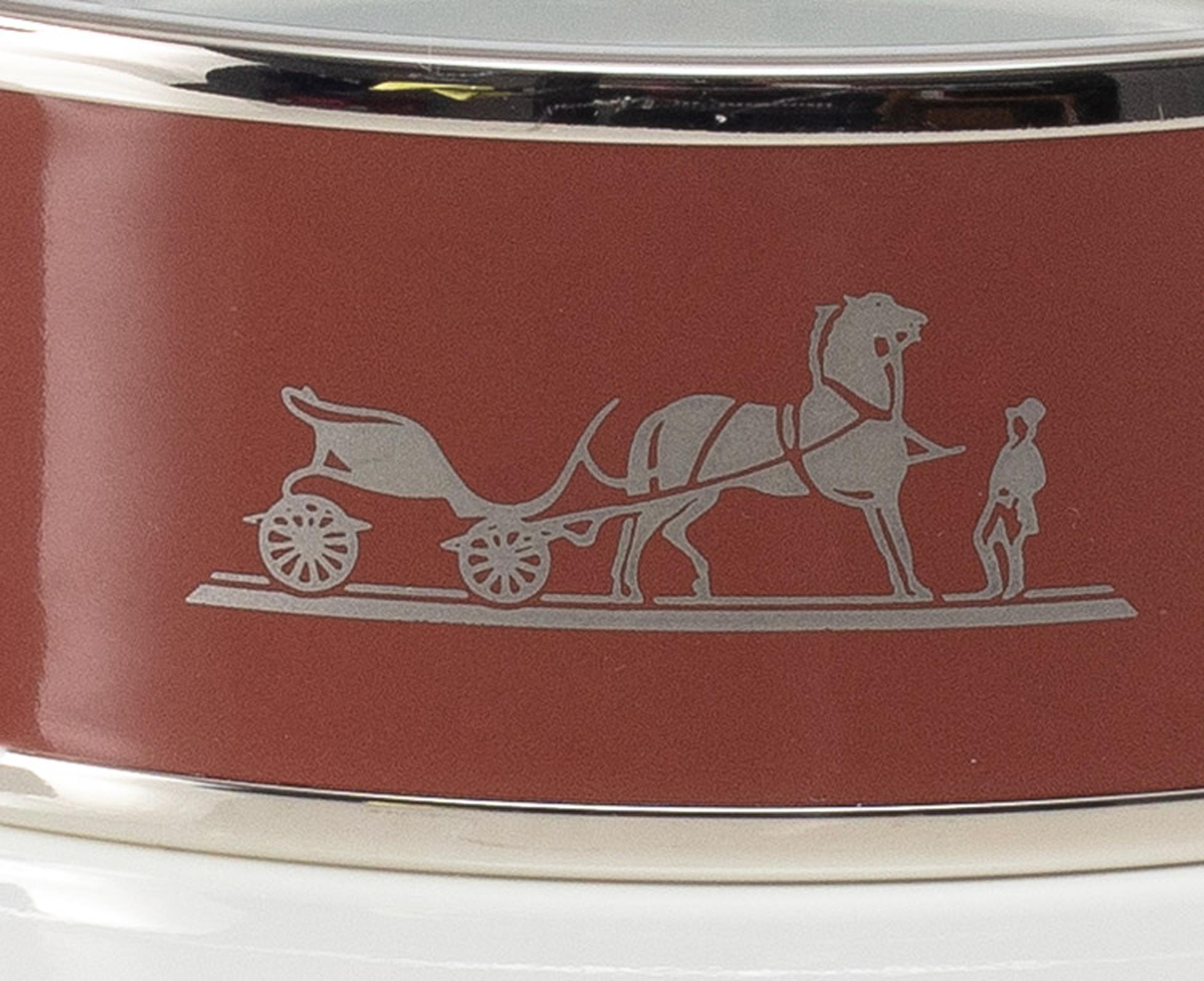 Auth. BRACELET Hermès - Caleche - ESP - Rouge Casaque Bourgogne - 70-16mm - New en vente 4