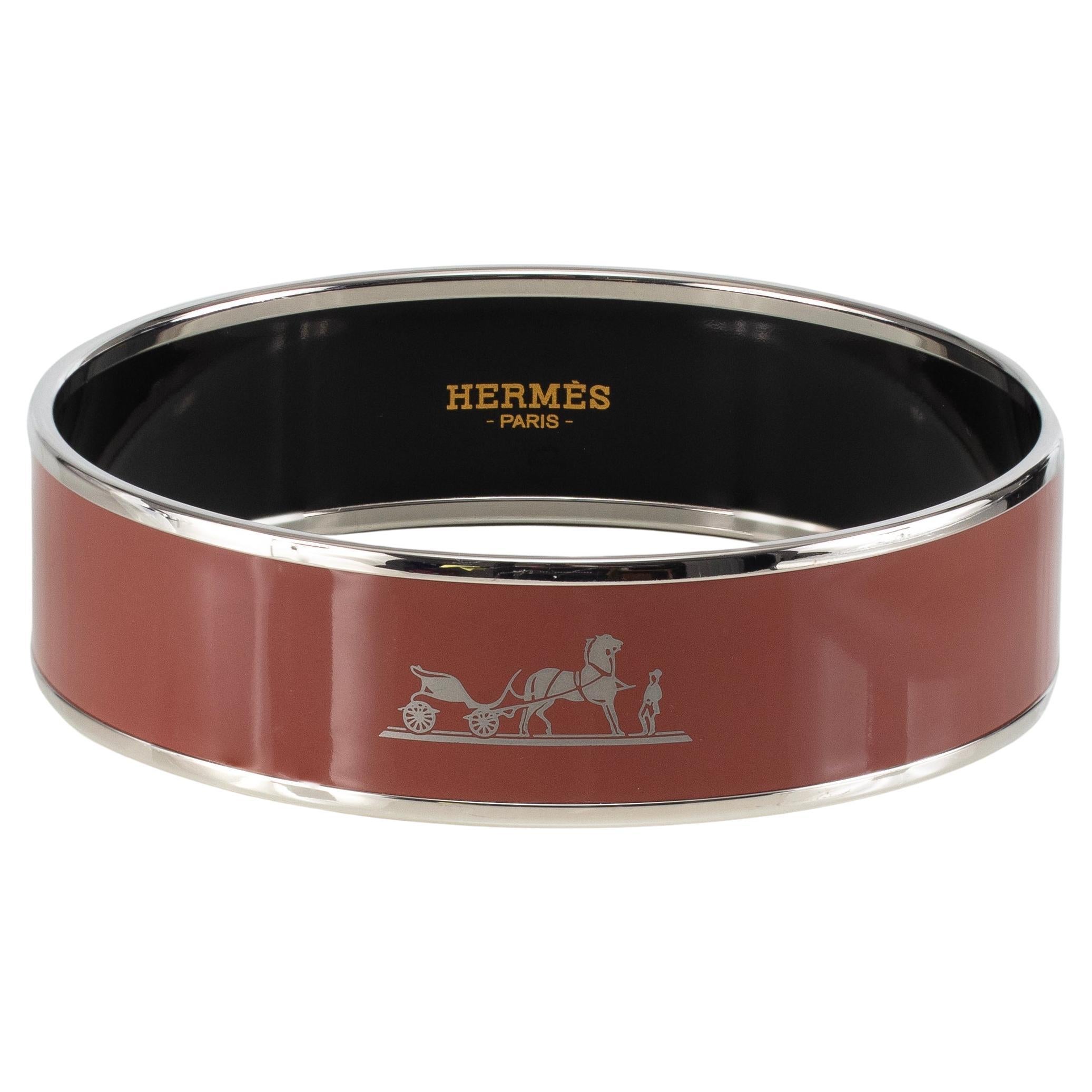 Auth. Hermès BRACELET - Caleche - ESP - Red Casaque Burgundy - 70-16mm - New