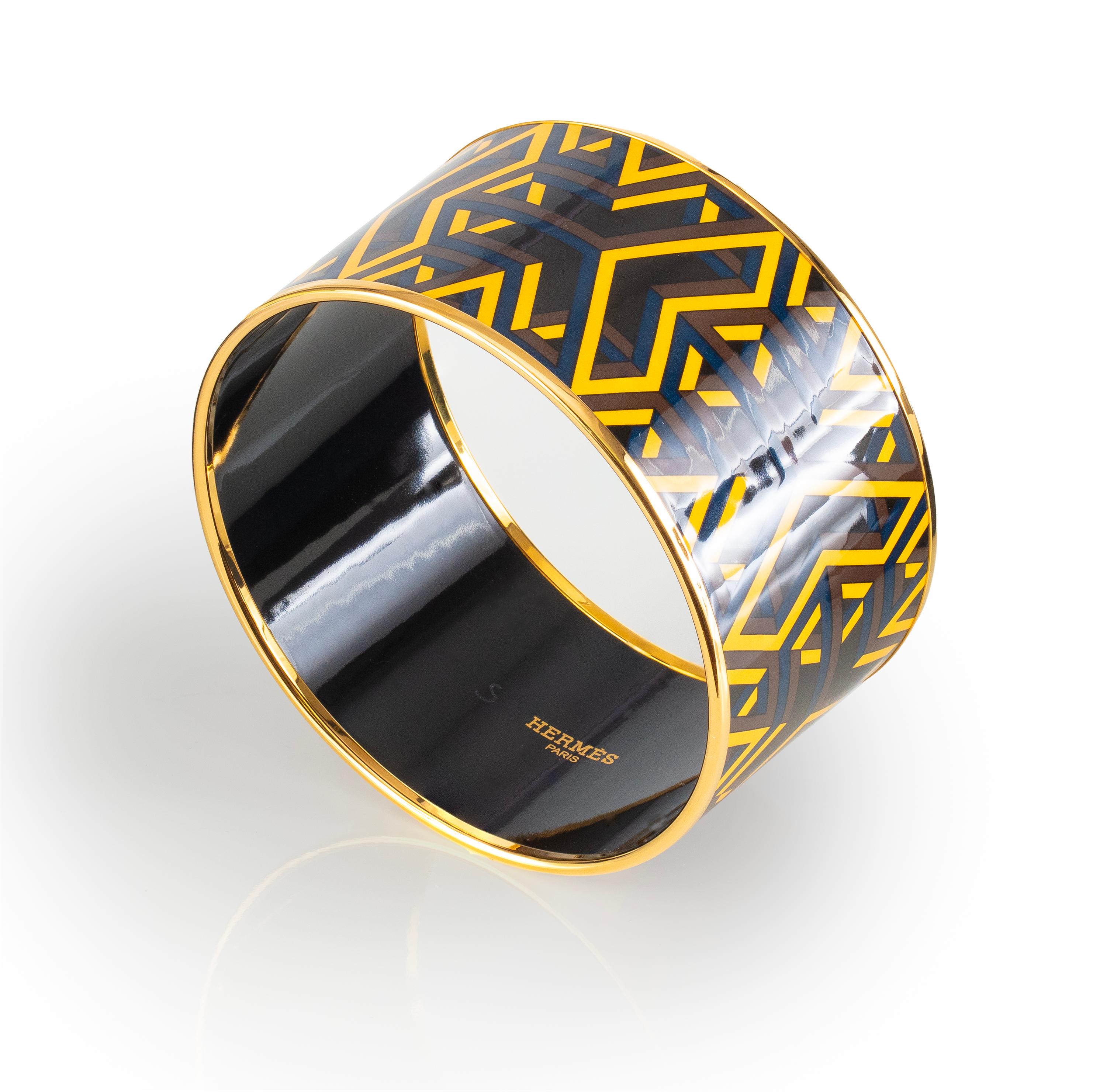 Art déco Auth. BRACELET Hermès - Carre Cube - EGP - Jaune - 70-38mm  NEW en vente