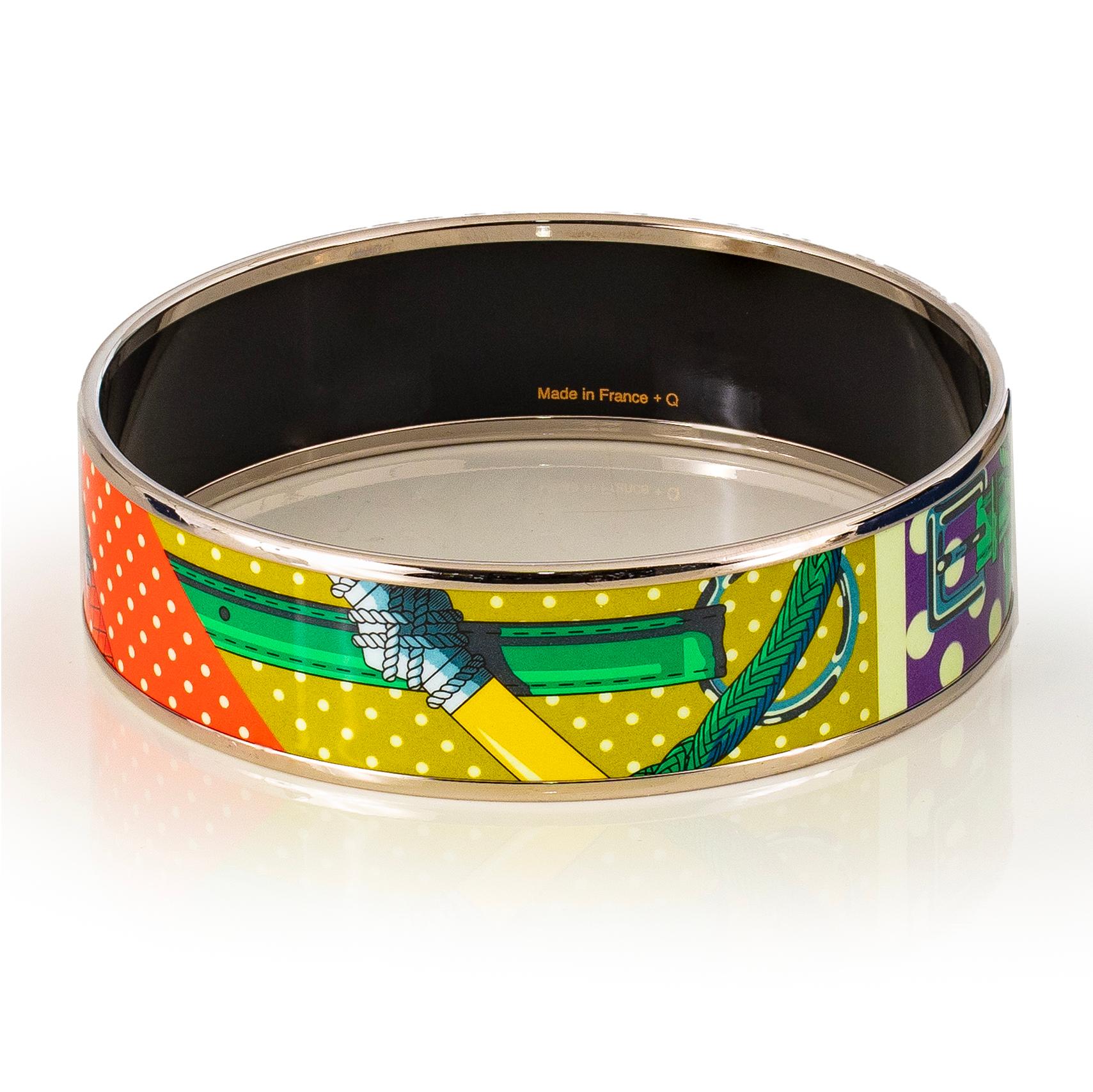 Auth. Hermès BRACELET Clic Clac a Pois - ESP - Purple Red Green - 70-18mm - New In New Condition For Sale In Ottawa, CA