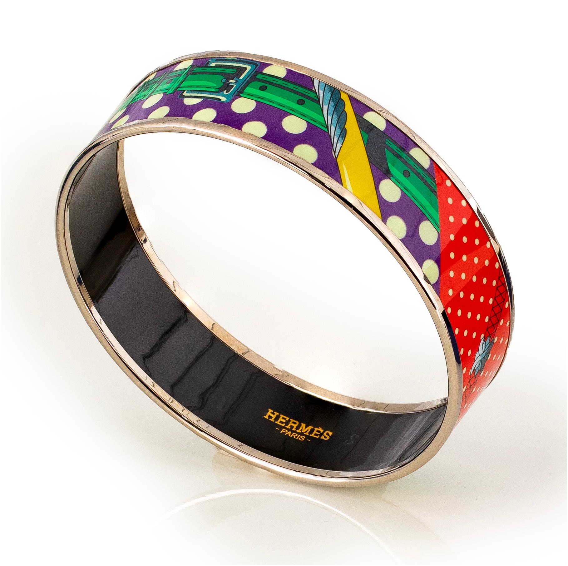 Women's Auth. Hermès BRACELET Clic Clac a Pois - ESP - Purple Red Green - 70-18mm - New For Sale