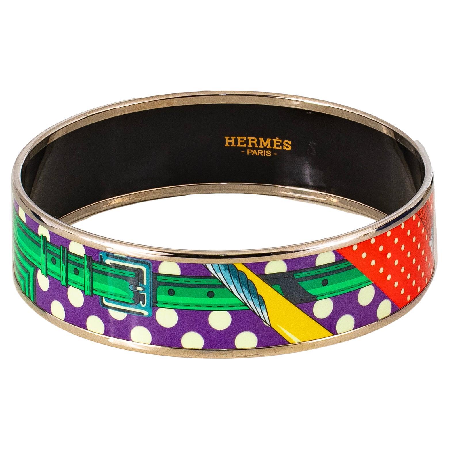 Auth. Hermès BRACELET Clic Clac a Pois - ESP - Purple Red Green - 70-18mm - New For Sale