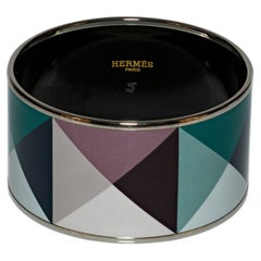 Auth. Hermès Bracelet Clous en Trompe l'Oeil - 65-36mm - Mineral - ESP - New
