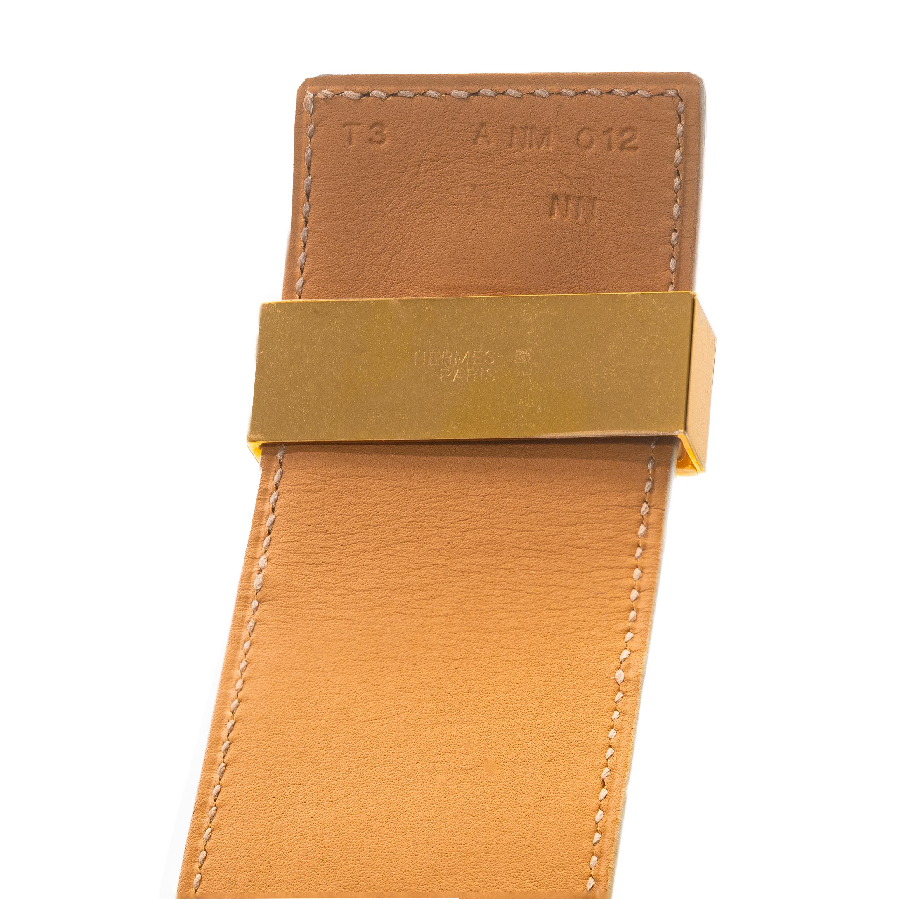 Aut. HERMES Pulsera Collier de Chien Médor Piel Swift Blanca Oro - NOVEDAD en venta 2