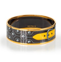 Auth. Hermès Bracelet Colliers de Chiens - EGP - 65-20mm Black Grey Yellow - New