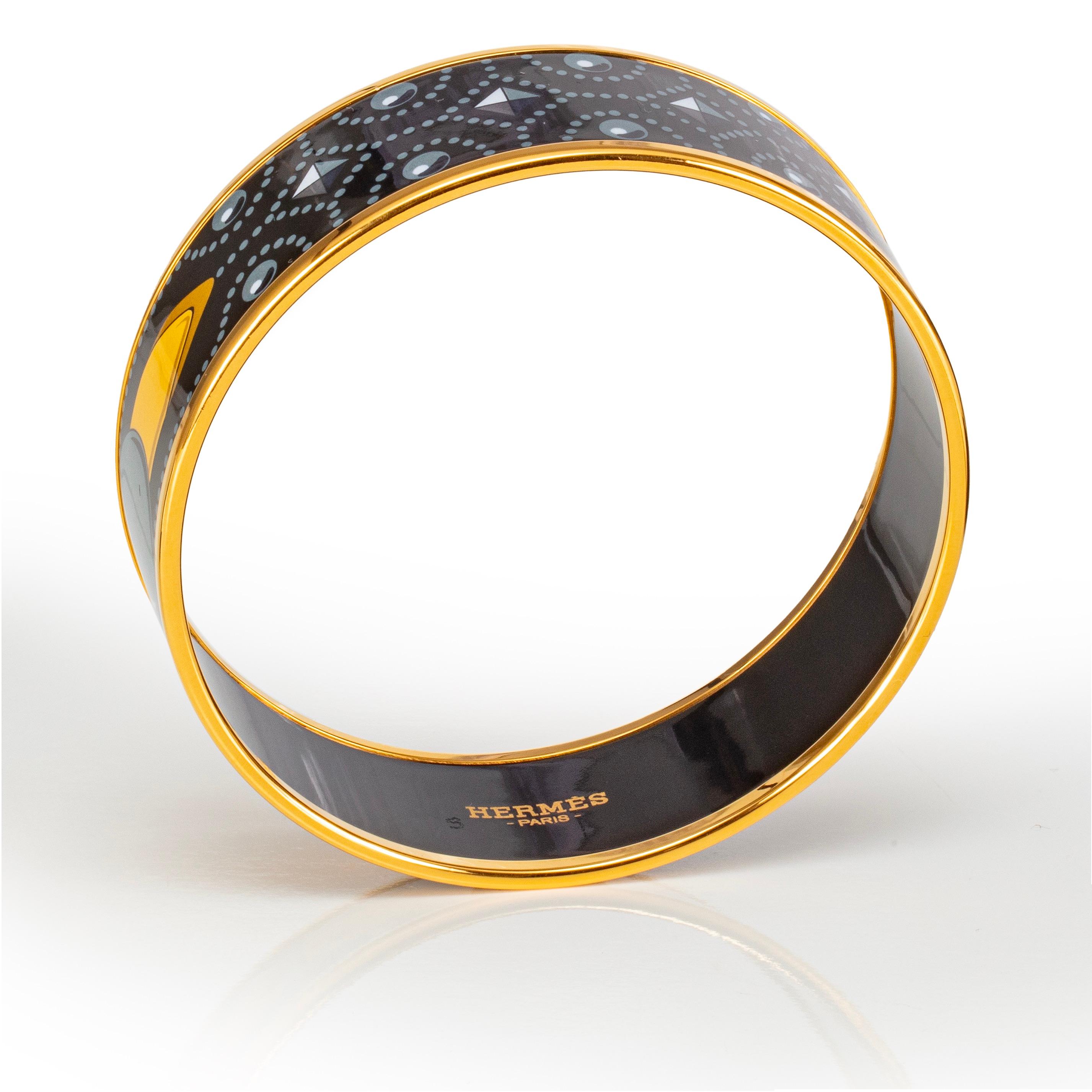 Auth. Hermès Bracelet Colliers de Chiens - EGP - 65-20mm Noir Gris Jaune - New Neuf - En vente à Ottawa, CA